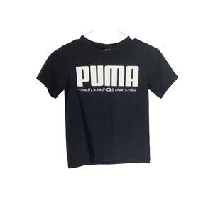 Puma Boys Black White Graphic Short Sleeve T-Shirt Kids Youth Size Small 8